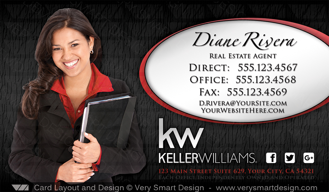 Black and Red Keller Williams Team Business Cards for KW Agents 12A