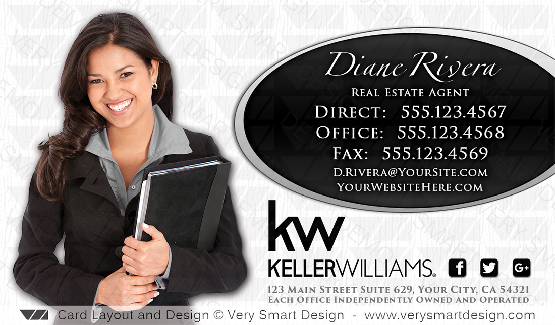 White and Black KW Agent Real Estate Business Cards Keller Williams Design 12C
