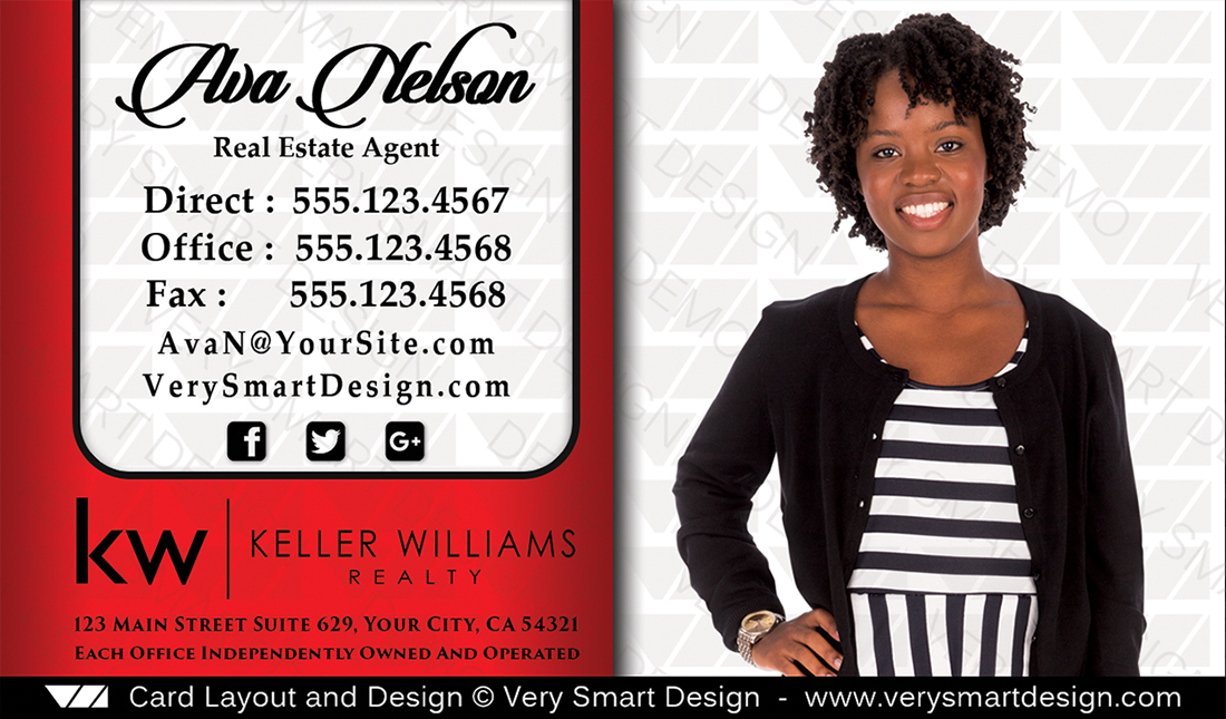 Red and White Business Cards Keller Williams Real Estate Agents in USA 13B