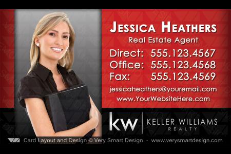 Red and Black Custom Keller Williams Business Card Design for KW Associates 14B