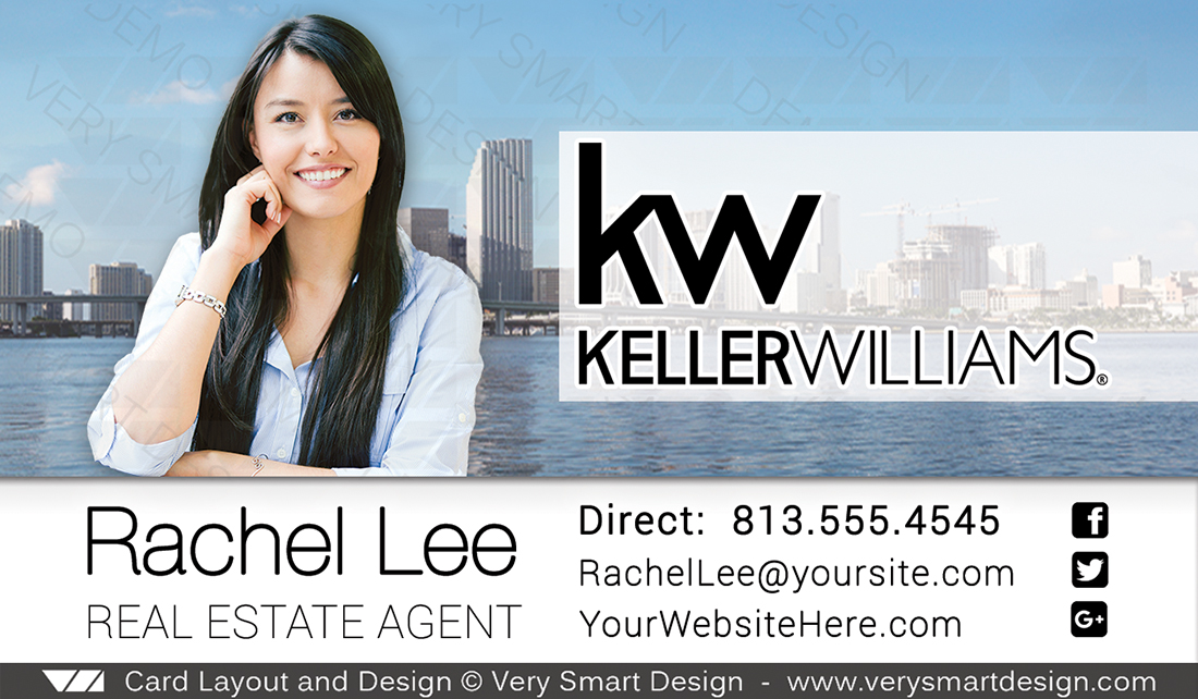 Blue and White Keller Williams Team Business Cards for KW Agents 15B