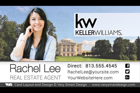Blue and Green Custom Keller Williams Business Card Template for KW USA 15C