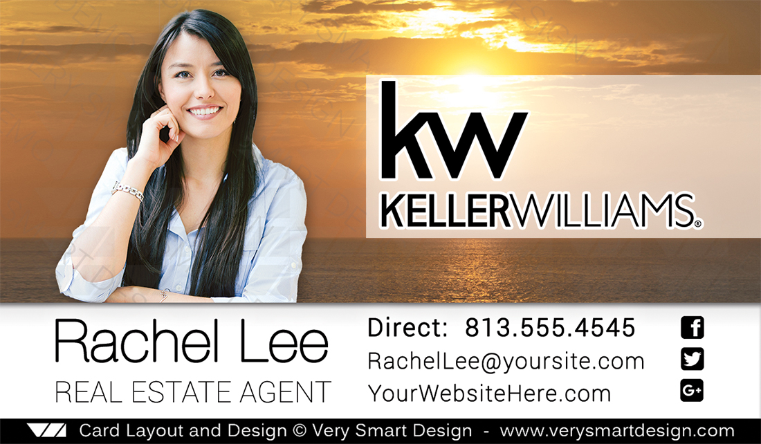 Orange and Yellow KW Agent Real Estate Business Cards Keller Williams Design 15D