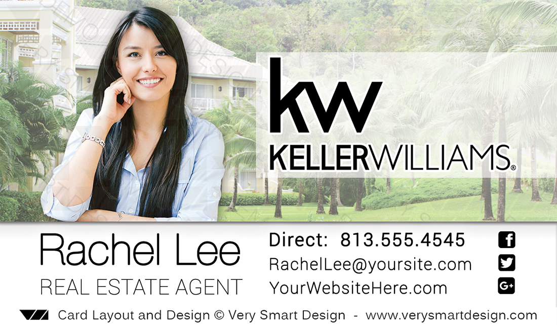 Green and White Business Cards Keller Williams Real Estate Agents in USA 15F