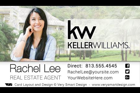 Green and White Business Cards Keller Williams Real Estate Agents in USA 15F