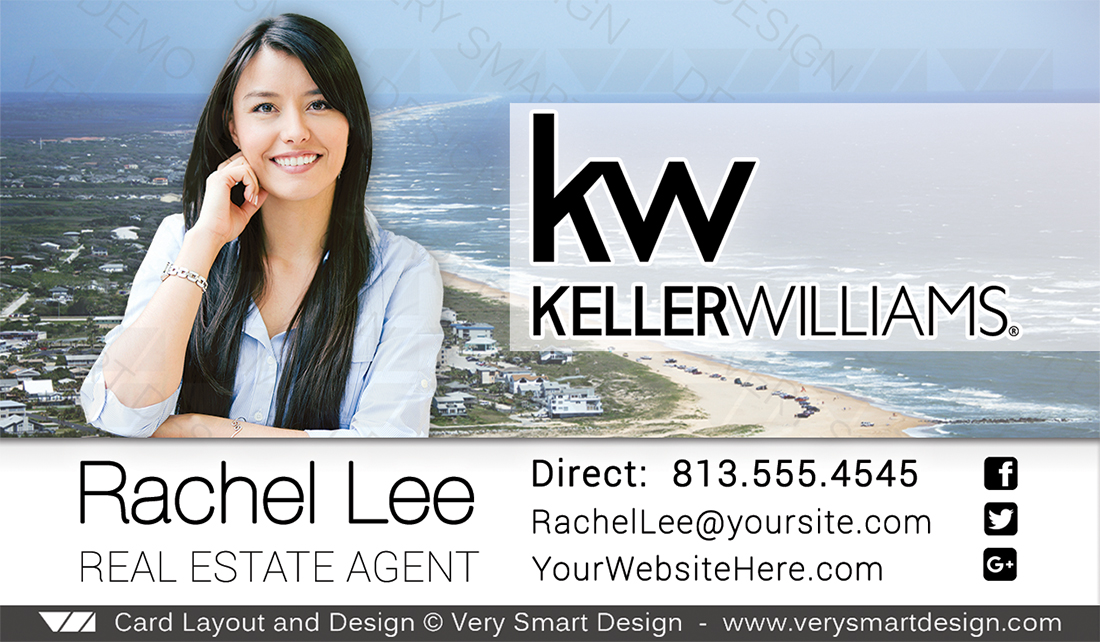 Blue and White Keller Williams Real Estate Business Card Design for KW Associates 15G