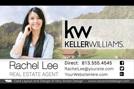 Green and Brown Custom Keller Williams Business Card Design for KW Associates 15H
