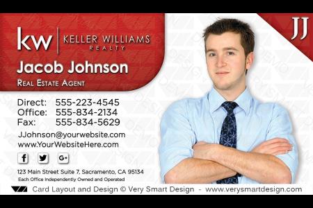 White and Red Keller Williams Real Estate Business Card Design for KW Associates 7E