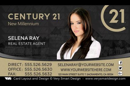 Dark Gray and Gold New C21 Logo Agent Real Estate Business Cards Century 21 Design 1D