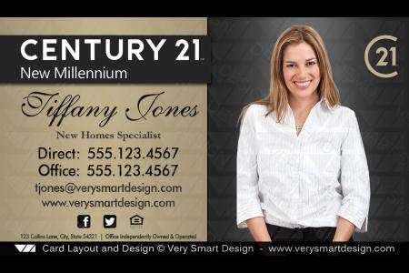 Gold and Dark Gray Century 21 Realty New Logo Business Cards Templates for C21 Realtors 2A