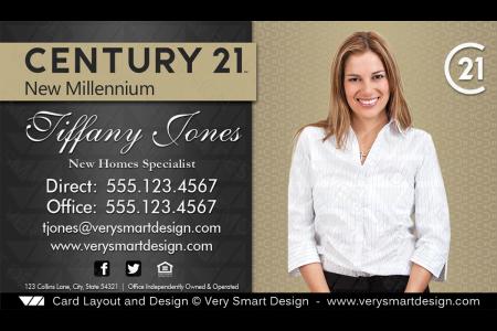 Dark Gray and Gold New Logo Business Cards for Century 21 Real Estate Agents in USA 2B