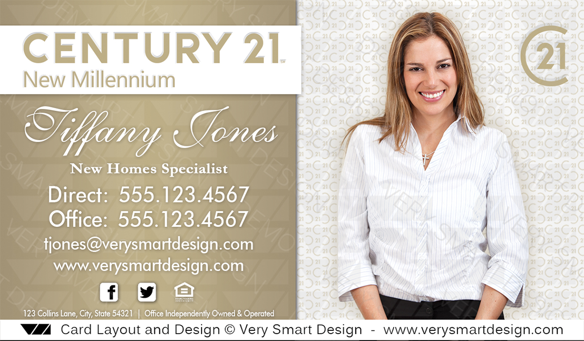 Gold and White Century 21 Real Estate Business Card Design New C21 Logo 2C