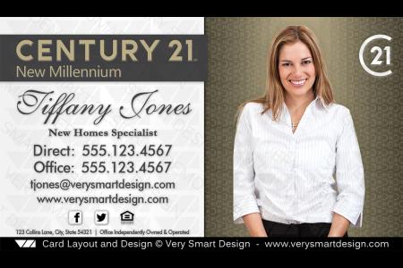 White and Gold New Logo Century 21 Real Estate Agent Business Cards for C21 Agents 2E