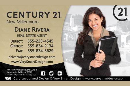 Century 21 New Logo Real Estate Business Cards Template 3A - Design Image via All Style Mall.This Century 21 business card with new logo demonstrates a smooth curved design, featuring a headshot with our background rem...