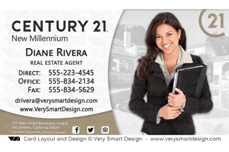 White and Gold Century 21 Team Business Cards with New C21 Logo 3B