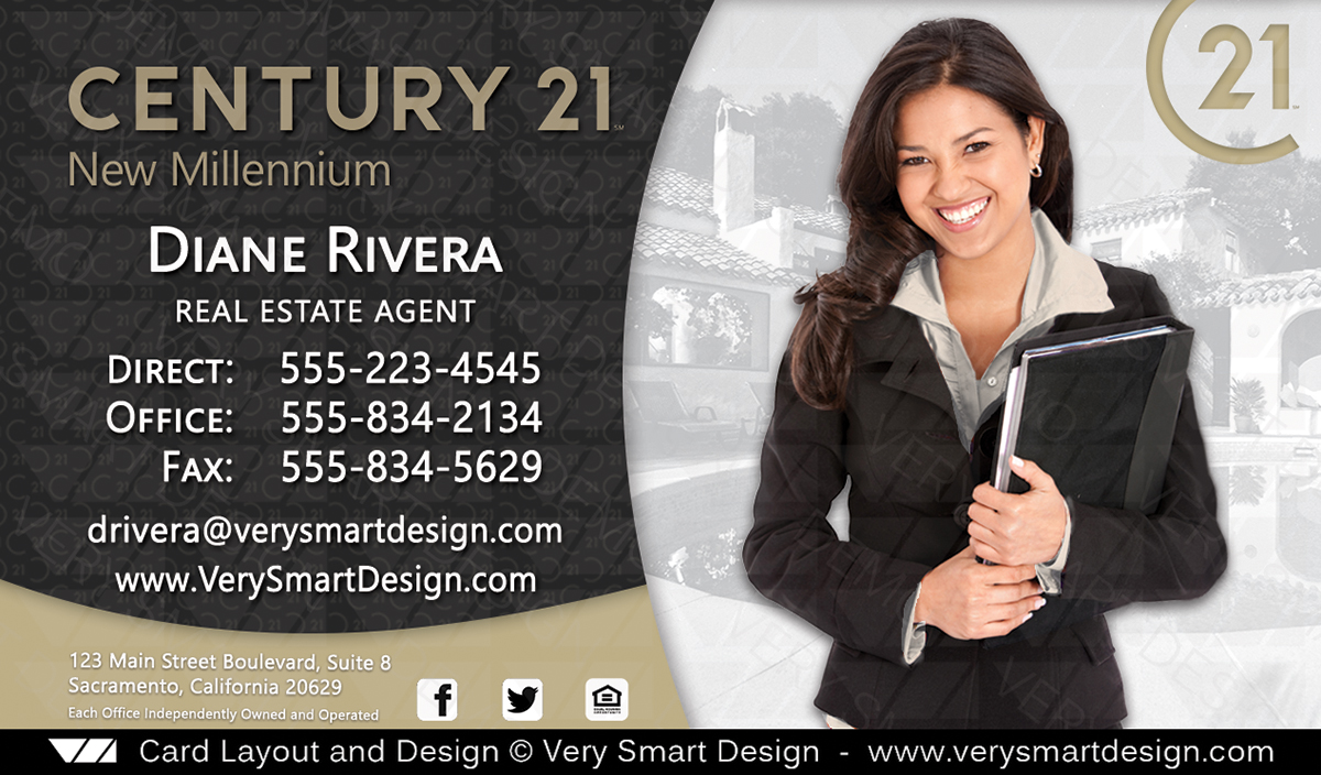 Custom Century 21 Business Card Templates with New C21 Logo 3C Gold and