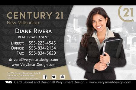 Dark Gray and Gold Custom Century 21 Business Card Templates with New C21 Logo 3C