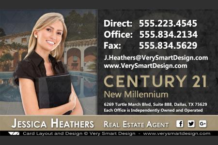 Dark Gray and Gold Century 21 Real Estate Business Card Design with New C21 Logo