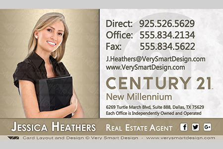 White and Gold Custom Century 21 New Logo Business Card Designs for C21 4D