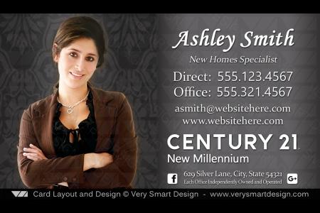Dark Gray and White Century 21 Realty New Logo Business Cards Templates for C21 Realtors 6B