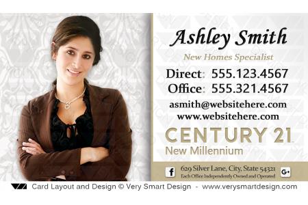 White and Gold Century 21 Real Estate Business Card Design with New C21 Logo 6D