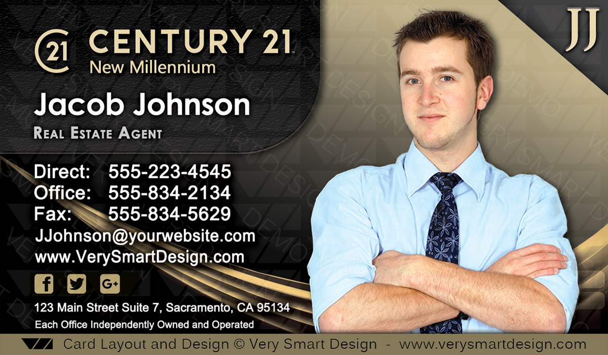 Dark Gray and Gold Custom Century 21 New Logo Business Card Designs for C21 7A