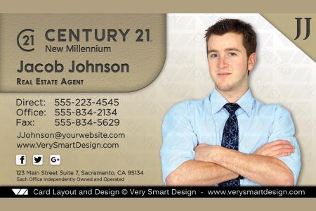 Gold and White Century 21 Real Estate Business Cards with New C21 Logo Agents 7B