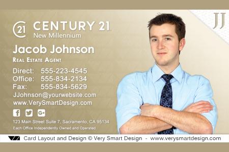 Gold and White Custom Century 21 Business Card Templates with New C21 Logo 7D