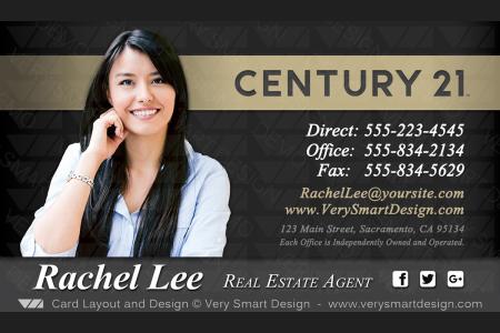 Dark Gray and Gold New C21 Logo Agent Real Estate Business Cards Century 21 Design 8B