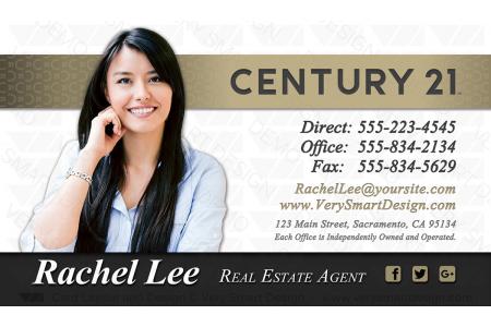 Gold and White Century 21 Realty New Logo Business Cards Templates for C21 Realtors 8C