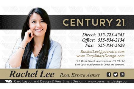 Dark Gray and White New Logo Business Cards for Century 21 Real Estate Agents in USA 8D