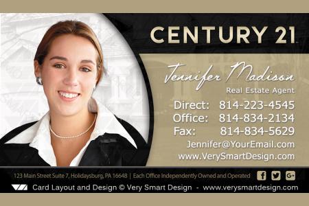 Gold and White Custom Century 21 Business Card Templates with New C21 Logo 9D