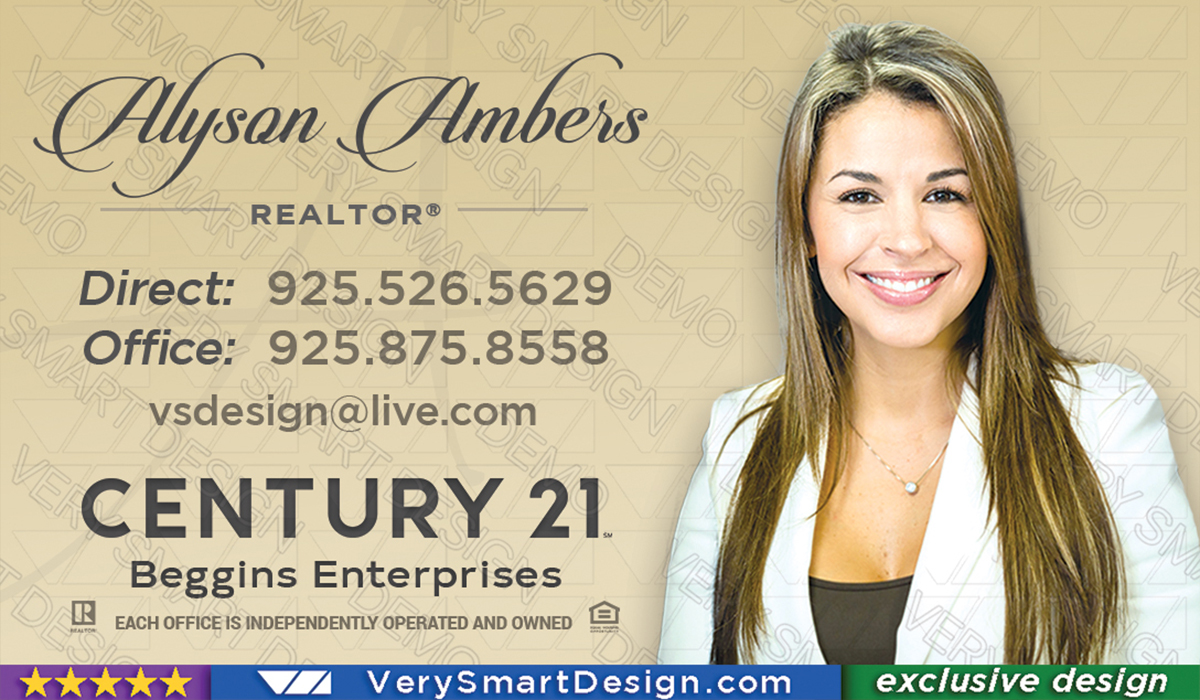 Gold and Black Century 21 Realty New Logo Business Cards Templates for C21 Realtors 10B
