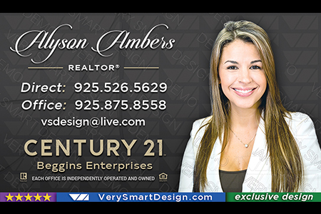 Dark Gray and Gold Century 21 Real Estate Business Card Design with New C21 Logo 10D