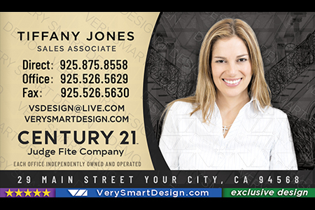 Gold and White Century 21 Team Business Cards with New C21 Logo Design 11C