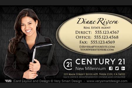 Black and Gold New C21 Logo Agent Real Estate Business Cards Century 21 Design 12A