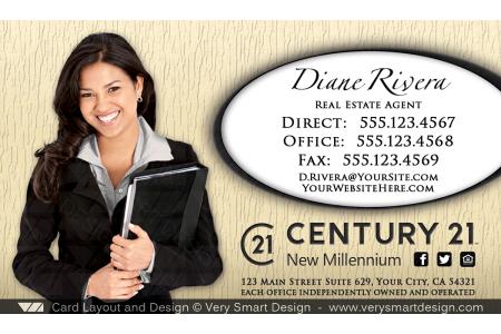 Gold and White New Logo Business Cards for Century 21 Real Estate Agents in USA 12C