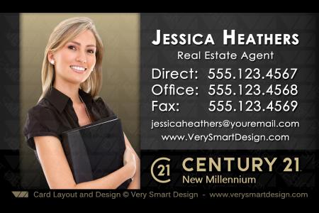 Gold and Dark Gray Custom Century 21 Business Card Templates with New C21 Logo 14A