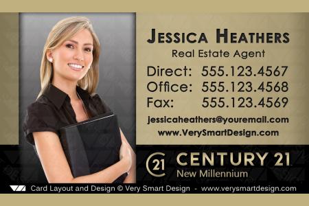 Gold and Dark Gray New C21 Logo Agent Real Estate Business Cards Century 21 Design 14B