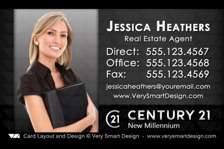 Dark Gray and White New Logo Business Cards for Century 21 Real Estate Agents in USA 14D