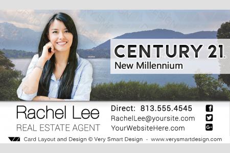 Blue and Green Custom Century 21 Business Card Templates with New C21 Logo 15E