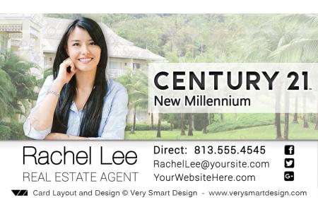 Green and White New C21 Logo Agent Real Estate Business Cards Century 21 Design 15F