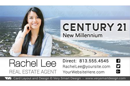 Blue and White Century 21 Realty New Logo Business Cards Templates for C21 Realtors 15G