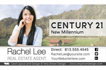 Green and White New Logo Business Cards for Century 21 Real Estate Agents in USA 15H