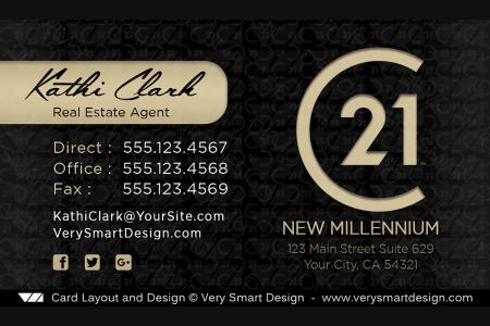 Dark Gray and Gold New Logo Business Cards for Century 21 Real Estate Agents in USA 18A