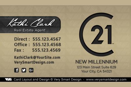 Gold and Dark Gray Century 21 Real Estate Business Card Design with New C21 Logo 18B