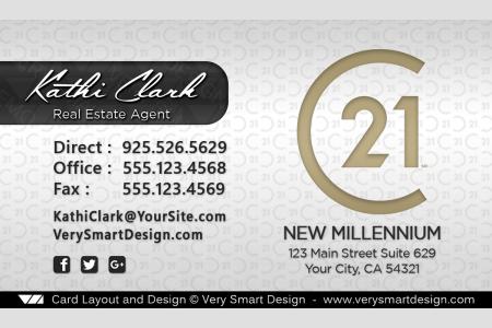 White and Gold Custom Century 21 New Logo Real Estate Business Card Designs for C21 18C