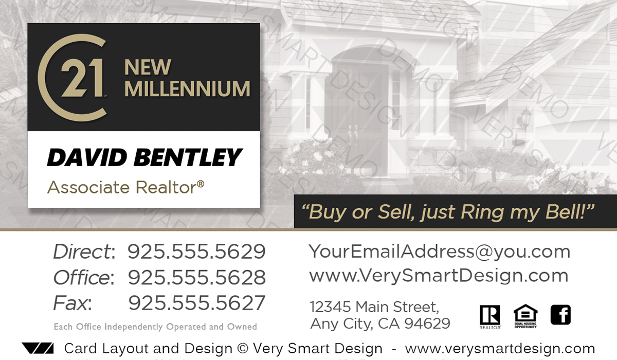 White and Dark Gray New Logo Business Cards for Century 21 Real Estate Agents in USA 21A