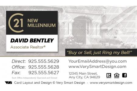 White and Dark Gray New Logo Business Cards for Century 21 Real Estate Agents in USA 21A