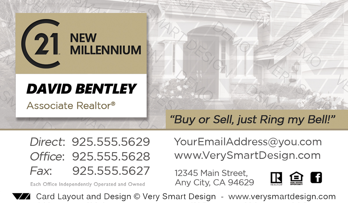 White and Gold Century 21 Real Estate Business Card Design with New C21 Logo 21B